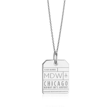 Chicago Illinois USA MDW Luggage Tag Charm Silver