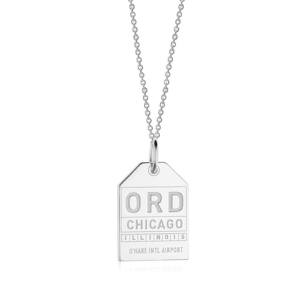 Chicago flag necklace in silver, Chicago necklace, dainty chicago flag store necklace, chicago souvenir, chicago love, remember chicago