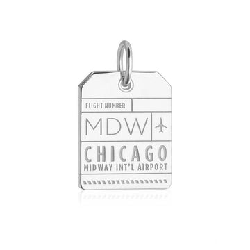 Chicago Illinois USA MDW Luggage Tag Charm Silver
