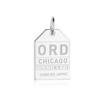 Silver USA Charm, ORD Chicago Luggage Tag