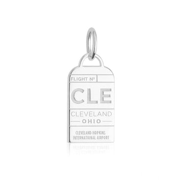 Cleveland Ohio USA CLE Luggage Tag Charm Silver