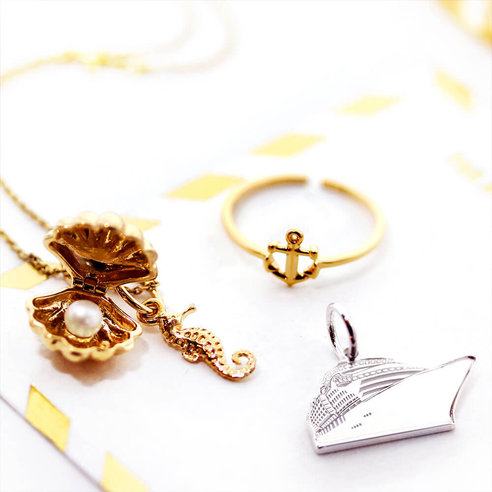 Sterling Silver Cruise Ship Charm - JET SET CANDY  (2351860744250)