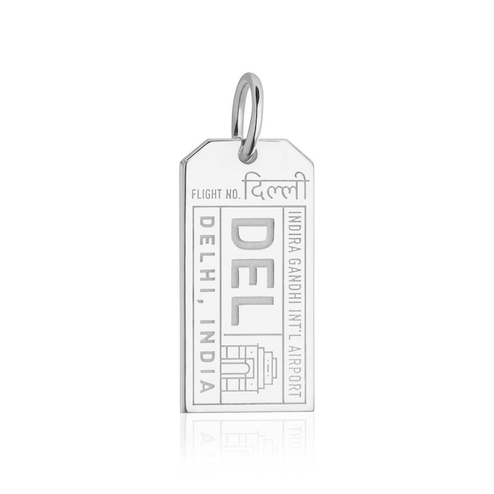 Silver India Charm, DEL Delhi Luggage Tag - JET SET CANDY (7781392515320)