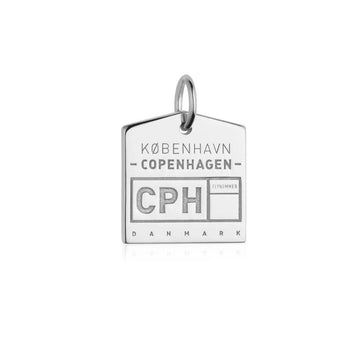 Copenhagen Denmark CPH Luggage Tag Charm Silver