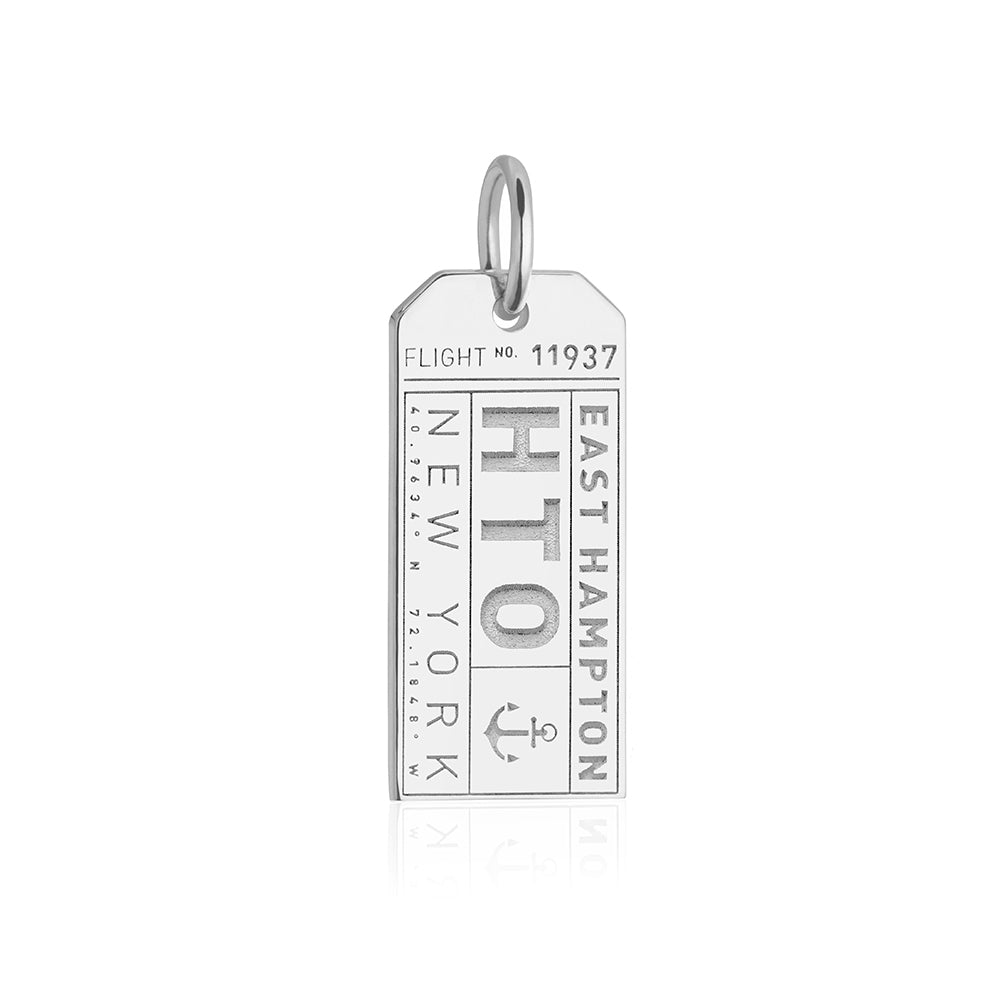 Silver East Hampton Airport HTO Luggage Tag Charm (2419544490042)