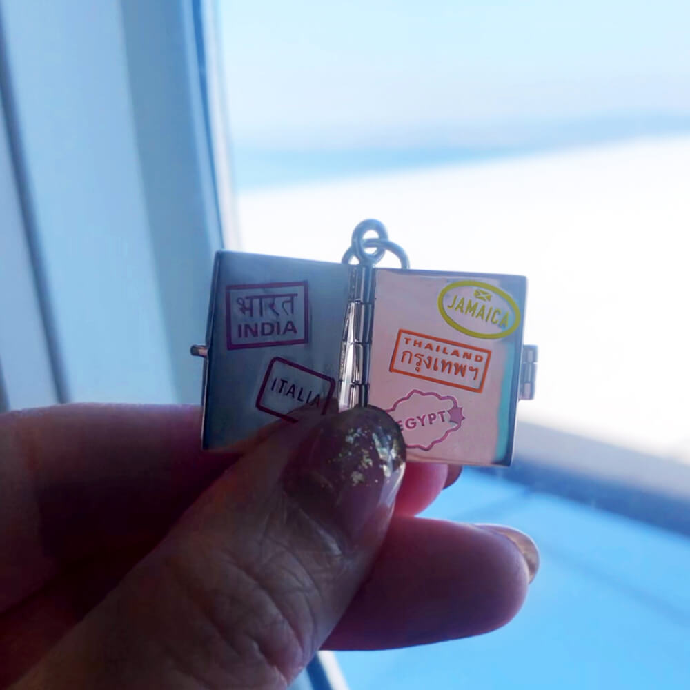 Silver Passport Book Charm, Enamel - JET SET CANDY (7532598755576)