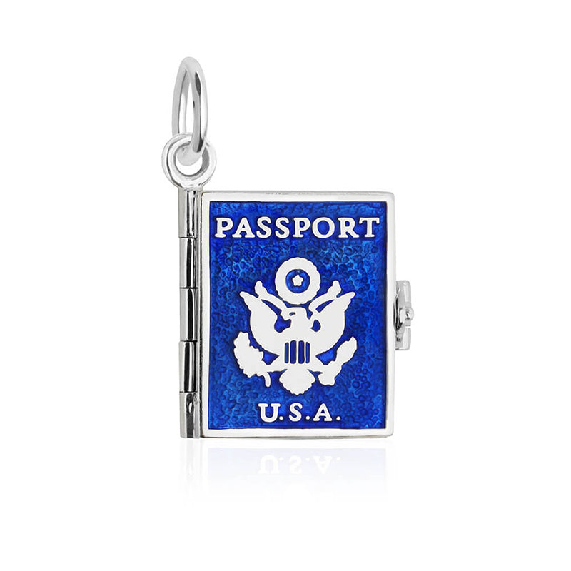 Silver Passport Book Charm, Enamel - JET SET CANDY (7532598755576)