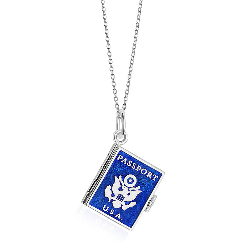 Silver Passport Book Charm, Enamel - JET SET CANDY (7532598755576)
