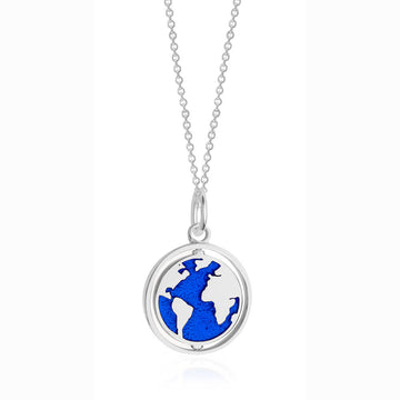 Spinning Globe Charm Silver Large