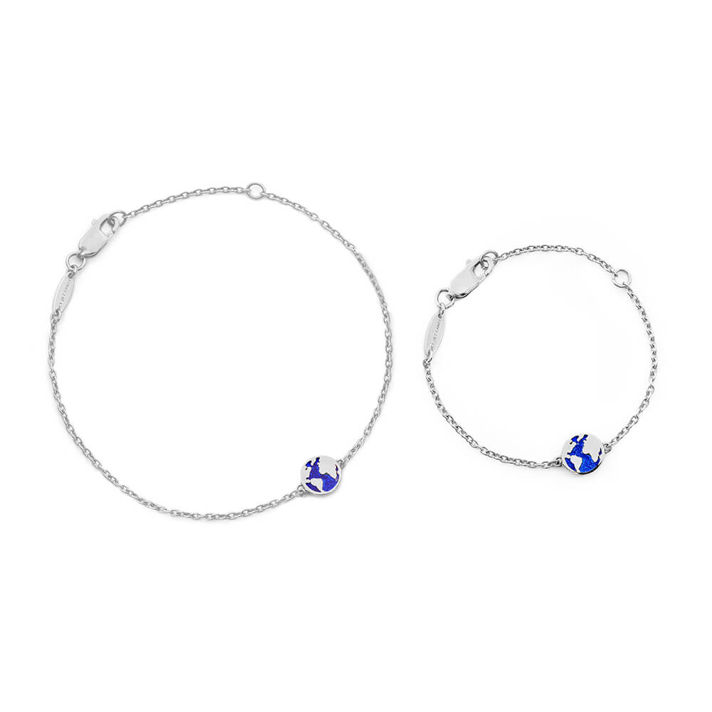 Silver Mom & Baby Globe Bracelet Bundle - JET SET CANDY (7674335953144)