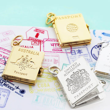 Passport Book Charm Brazil Gold