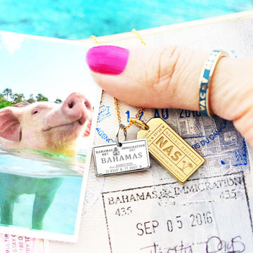 Silver Travel Charm, Bahamas Passport Stamp