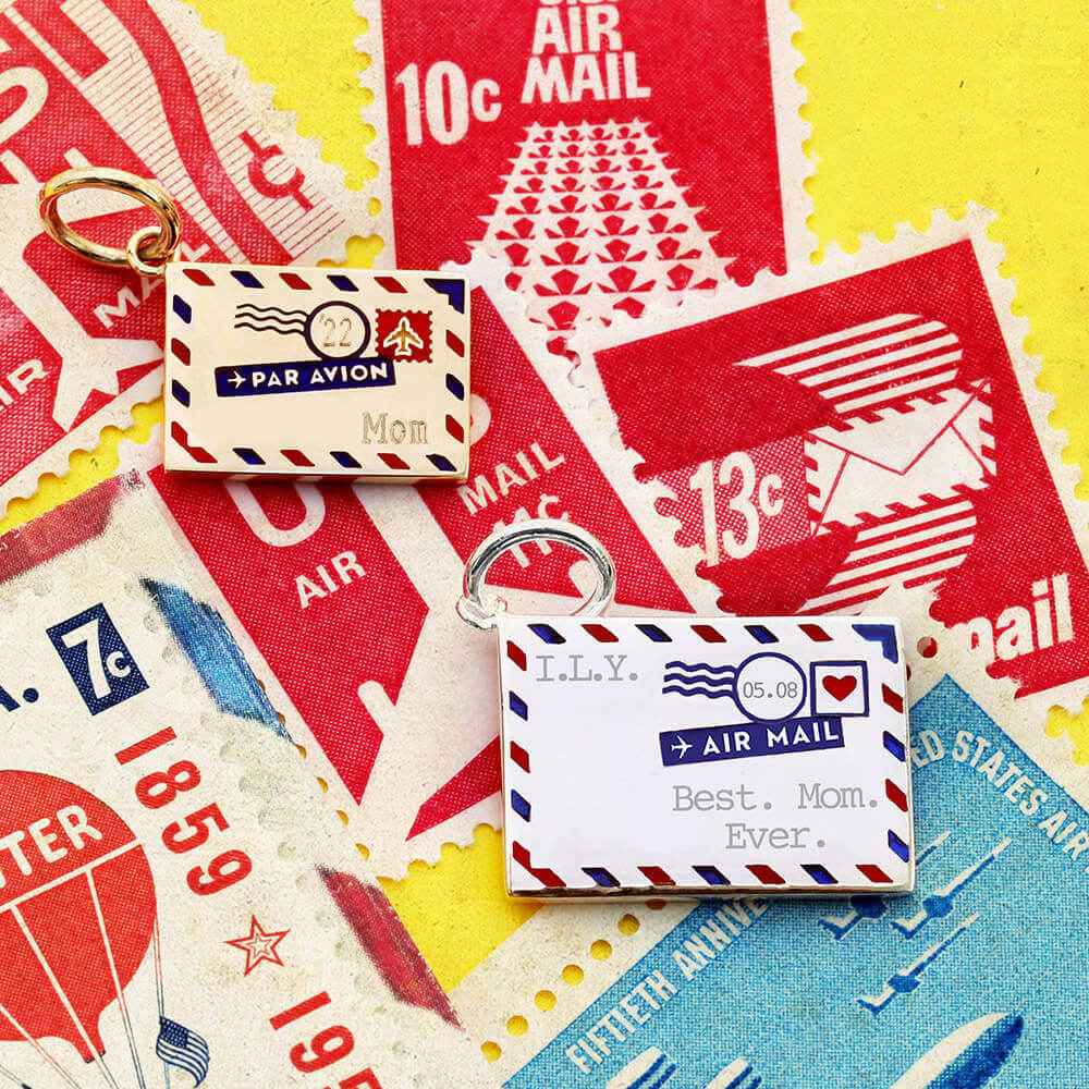 Gold Customizable Air Mail Charm - JET SET CANDY (7671780212984)