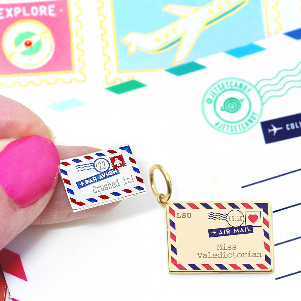 Silver Customizable Air Mail Charm - JET SET CANDY (7671766089976)