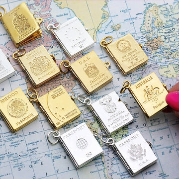 China Passport Book Charm, Gold
