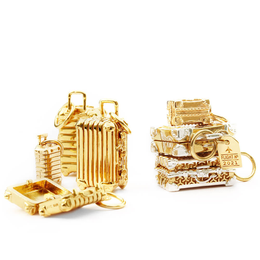Solid Gold Smart Suitcase Charm, Large - JET SET CANDY (7535262204152)