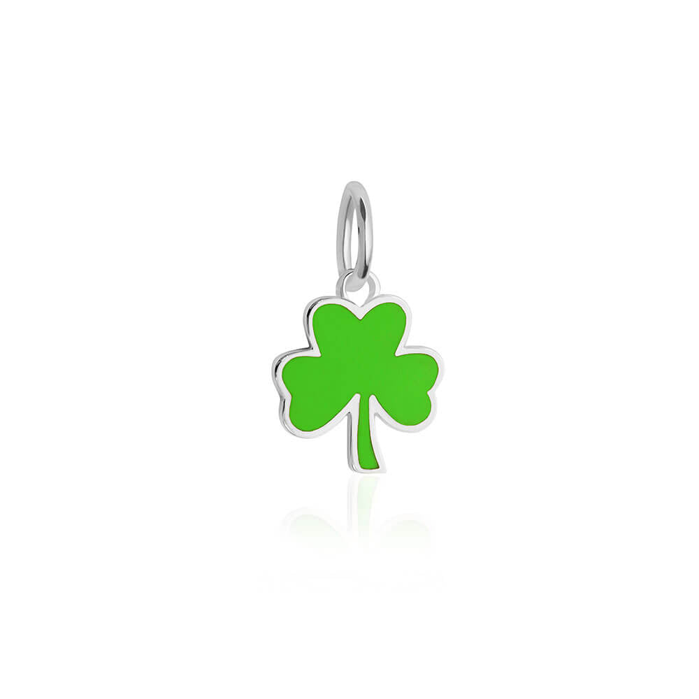 Mini Silver 3-Leaf Clover Charm with Green Enamel - JET SET CANDY (6546619596984)