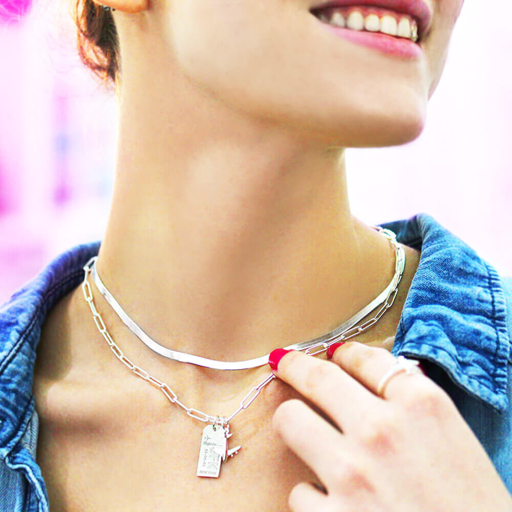 Silver Herringbone Chain, 16