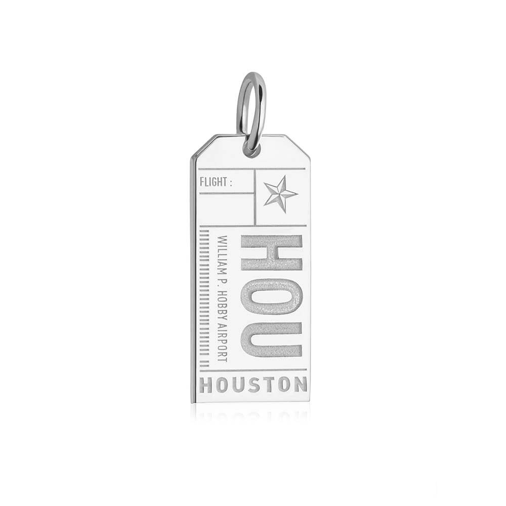 Silver Texas Charm, HOU Houston Luggage Tag - JET SET CANDY  (1720181162042)