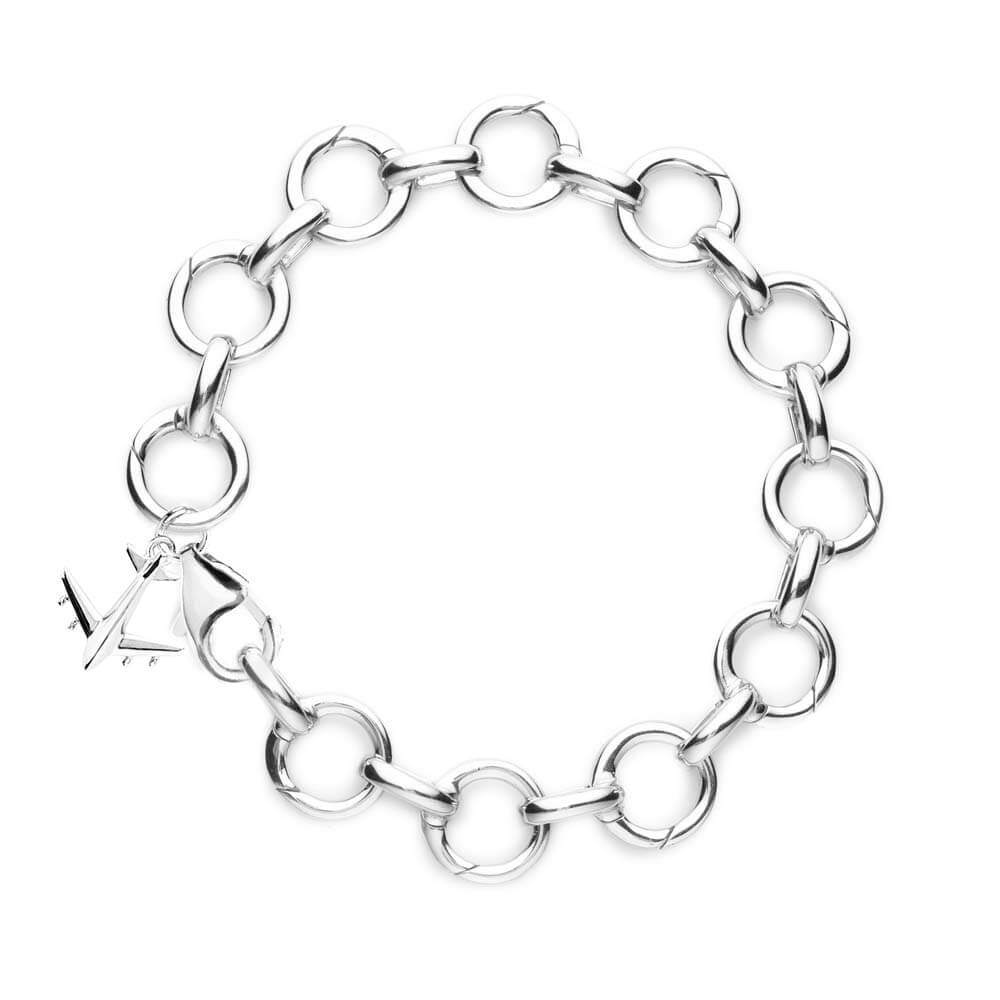 SILVER AND SOLID GOLD CHARM BRACELET (SHIPS JUNE) - JET SET CANDY  (4401063592024)