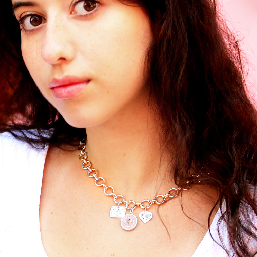 Sterling Silver Infinity Link Charm Necklace (Ships Oct.) (6103376593080)