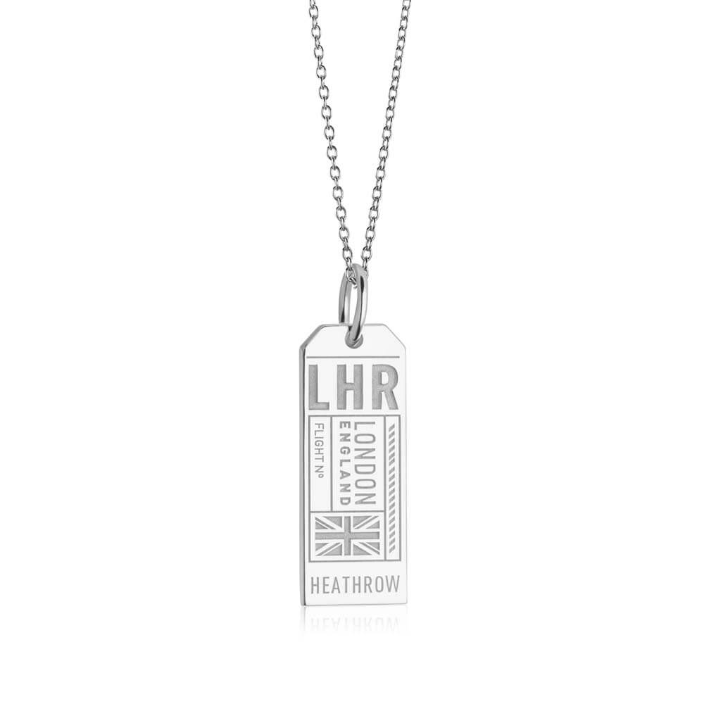 London, ENG | LHR Airport Luggage Tag Charm | Sterling Silver