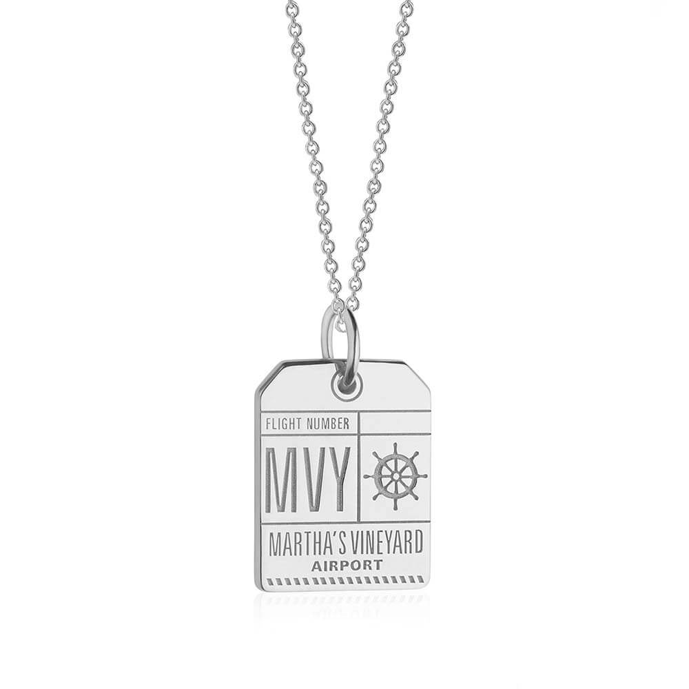 Silver Martha's Vineyard Charm, MVY Luggage Tag - JET SET CANDY  (2430441226298)