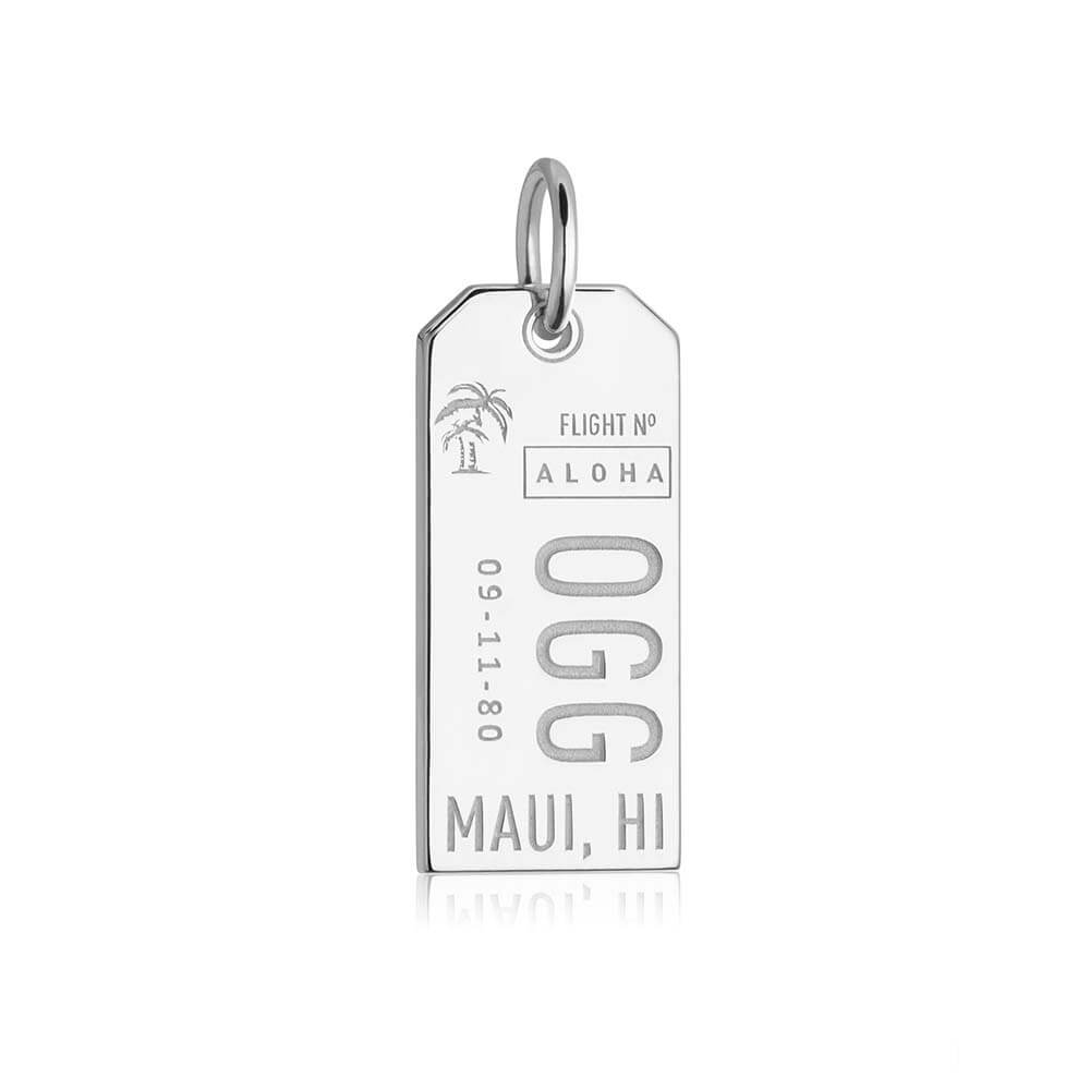 Maui, HI | OGG Airport Luggage Tag Charm | Sterling Silver Hawaii