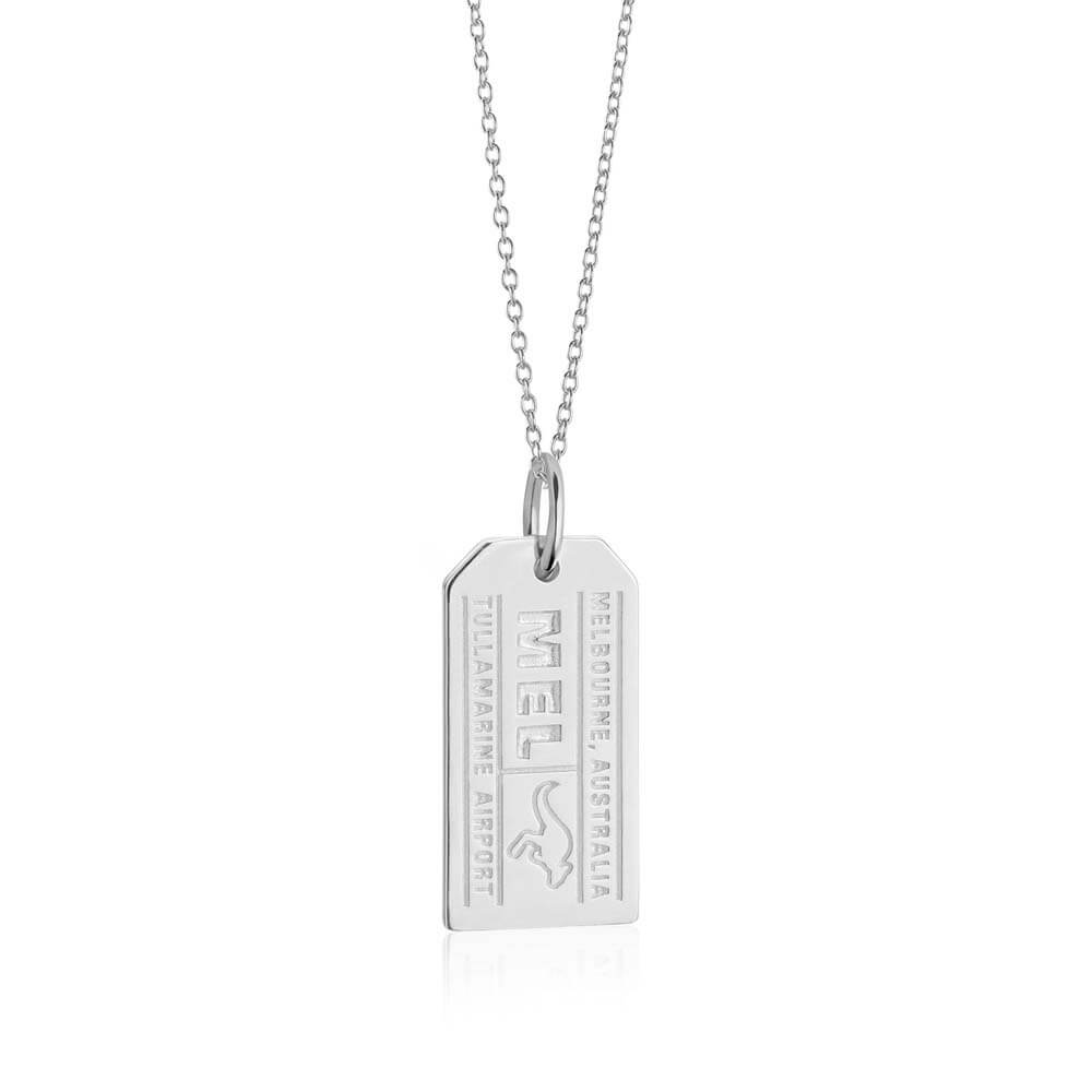 Sterling Silver Australia Charm, Melbourne MEL Luggage Tag (SHIPS JUNE) - JET SET CANDY  (2474486595642)
