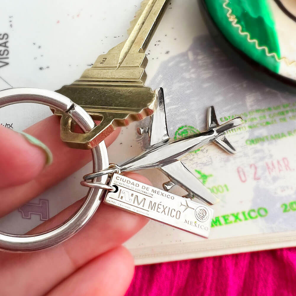 1 Passport Stamp Key Ring Bundle with Small Plane - JET SET CANDY (6099671449784)