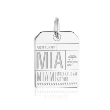 Miami Florida USA MIA Luggage Tag Charm Silver