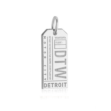 Detroit Michgian USA DTW Luggage Tag Charm Silver