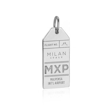 Milan Italy MXP Luggage Tag Charm Silver
