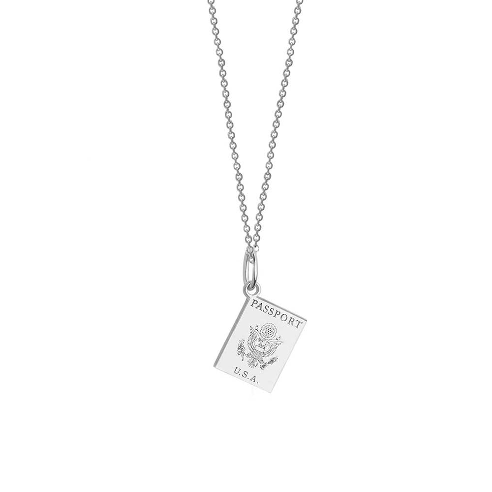 Mini Silver USA Passport Charm Necklace - JET SET CANDY  (4504139956312)