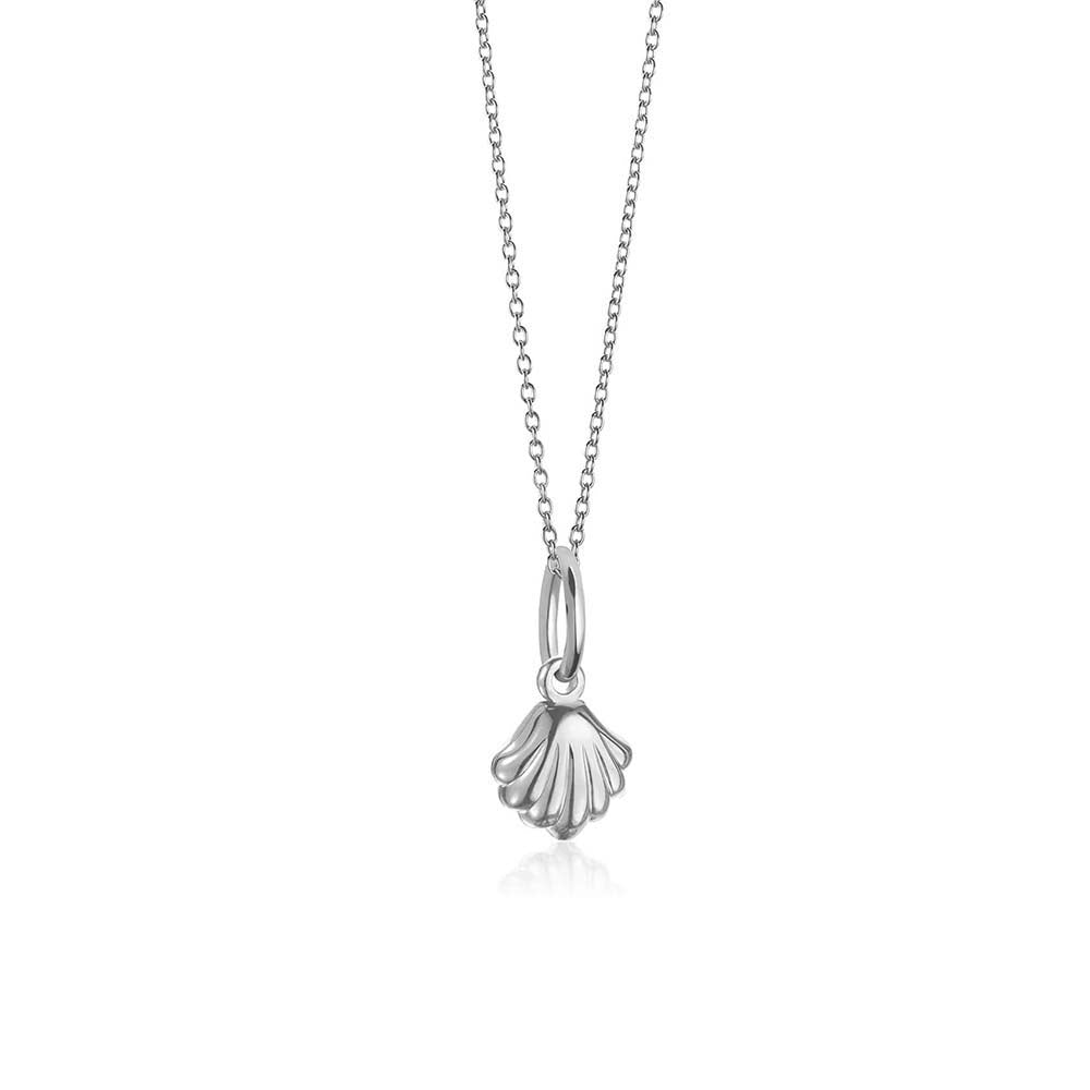 Sterling Silver Mini Clamshell Necklace (SHIPS JUNE) - JET SET CANDY  (2351861268538)