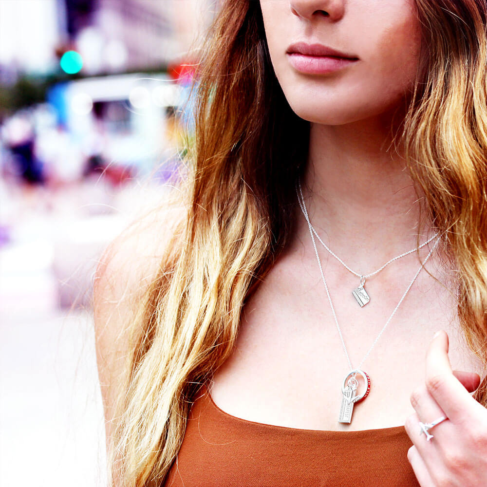Sterling Silver New York Necklace, Mini MetroCard (SHIPS JUNE) - JET SET CANDY  (2355897499706)