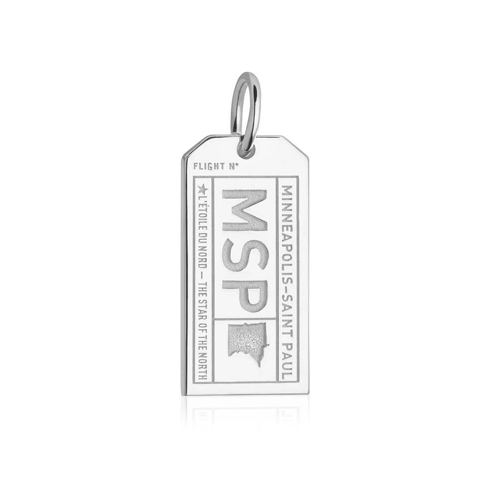 Sterling Silver Charm, MSP Minneapolis Luggage Tag - JET SET CANDY  (2268483256378)
