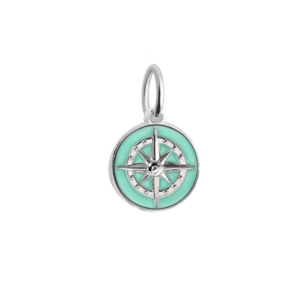 Silver Mini Mint Enamel Compass Charm-GWP - JET SET CANDY  (4586414538840)