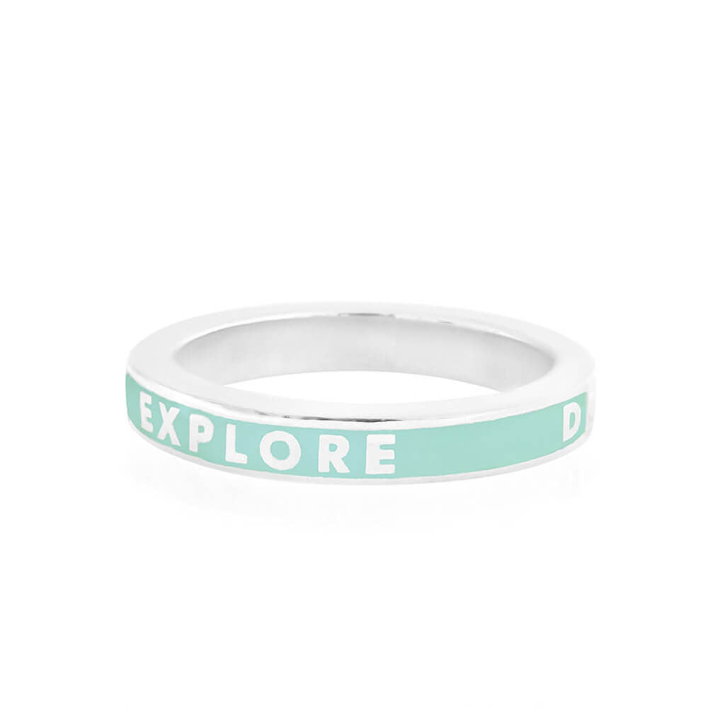 Mint Enamel Ring in Sterling Silver, Explore Dream Discover (1720209571898)