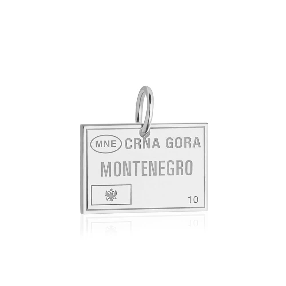 Sterling Silver Travel Charm, Montenegro Passport Stamp (1720206622778)