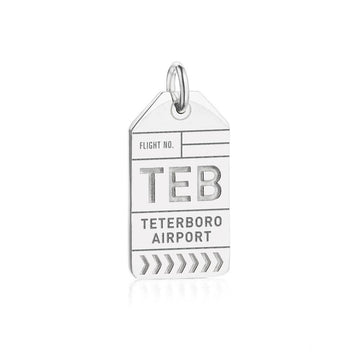Teterboro New Jersey USA TEB Luggage Tag Charm Silver