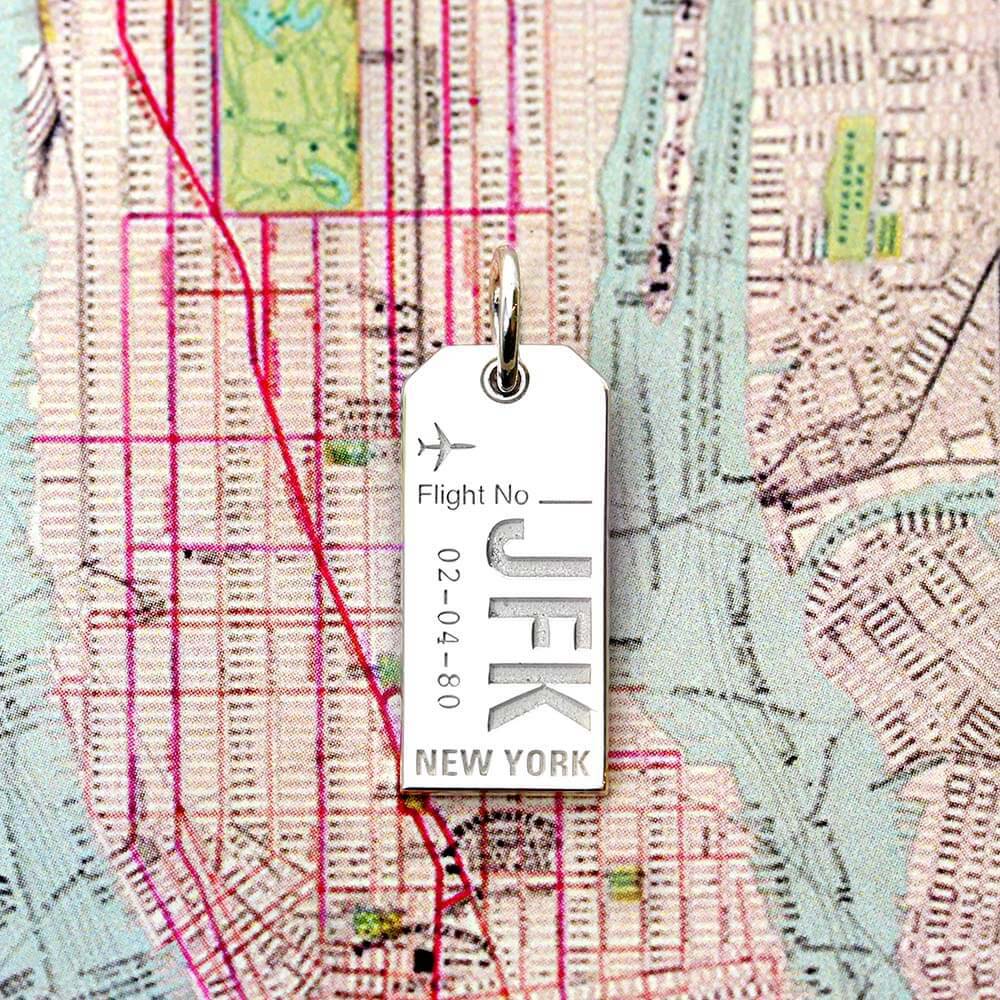 Silver New York Charm, JFK Luggage Tag - JET SET CANDY  (1720189550650)