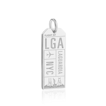 New York USA LGA Luggage Tag Charm Silver