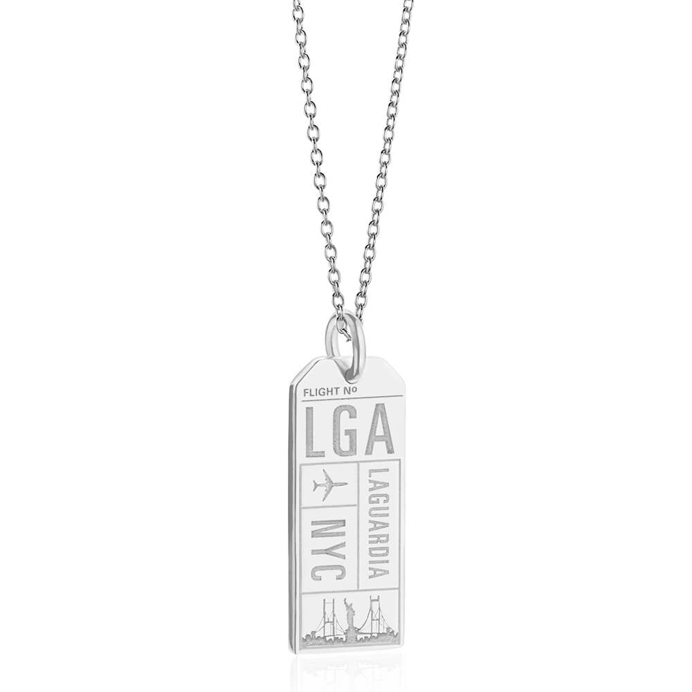 Silver New York Charm, LGA LaGuardia Luggage Tag - JET SET CANDY (7781392089336)