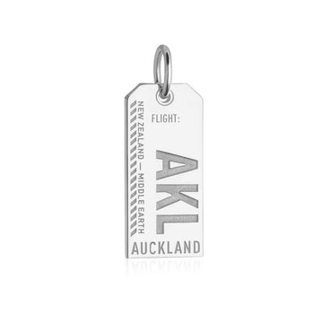 Silver New Zealand Charm, AKL Auckland Luggage Tag