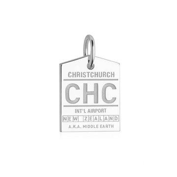 Christchurch New Zealand CHC Luggage Tag Charm Silver