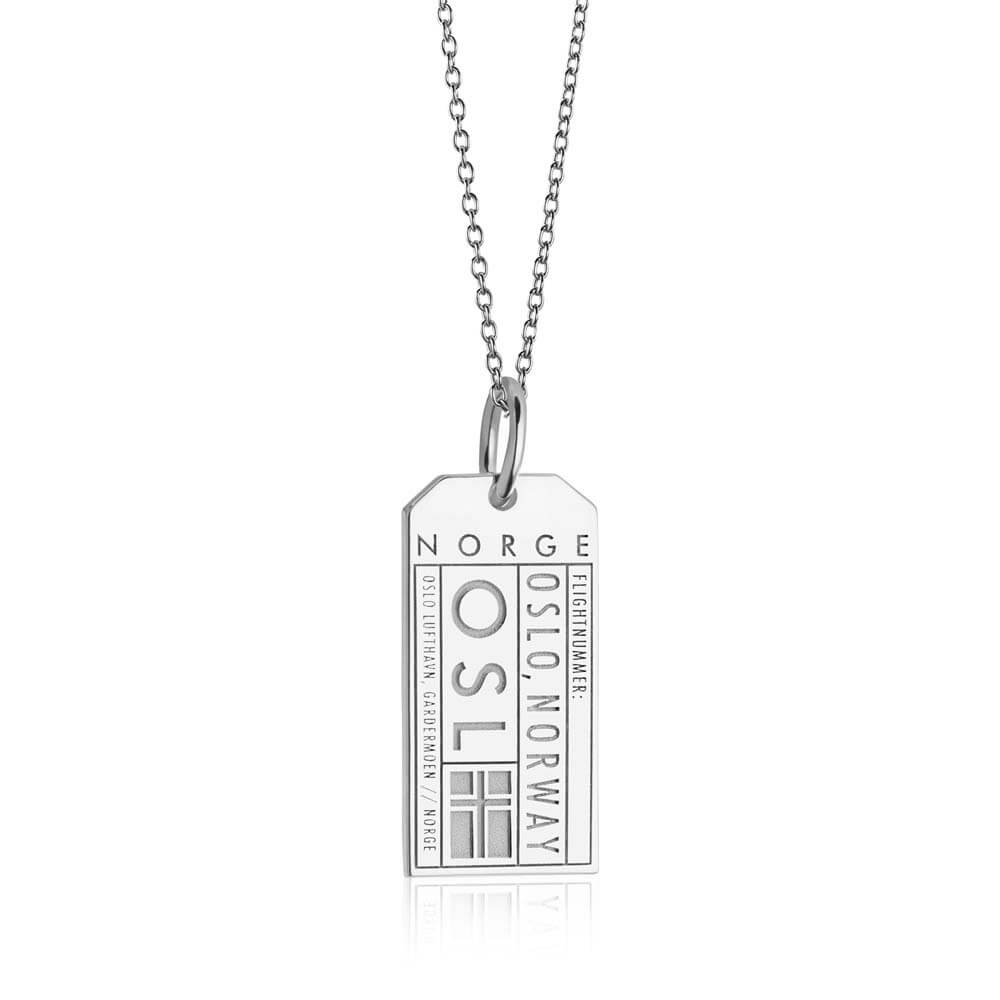 Silver Norway Charm, OSL Oslo Luggage Tag - JET SET CANDY  (1720188469306)