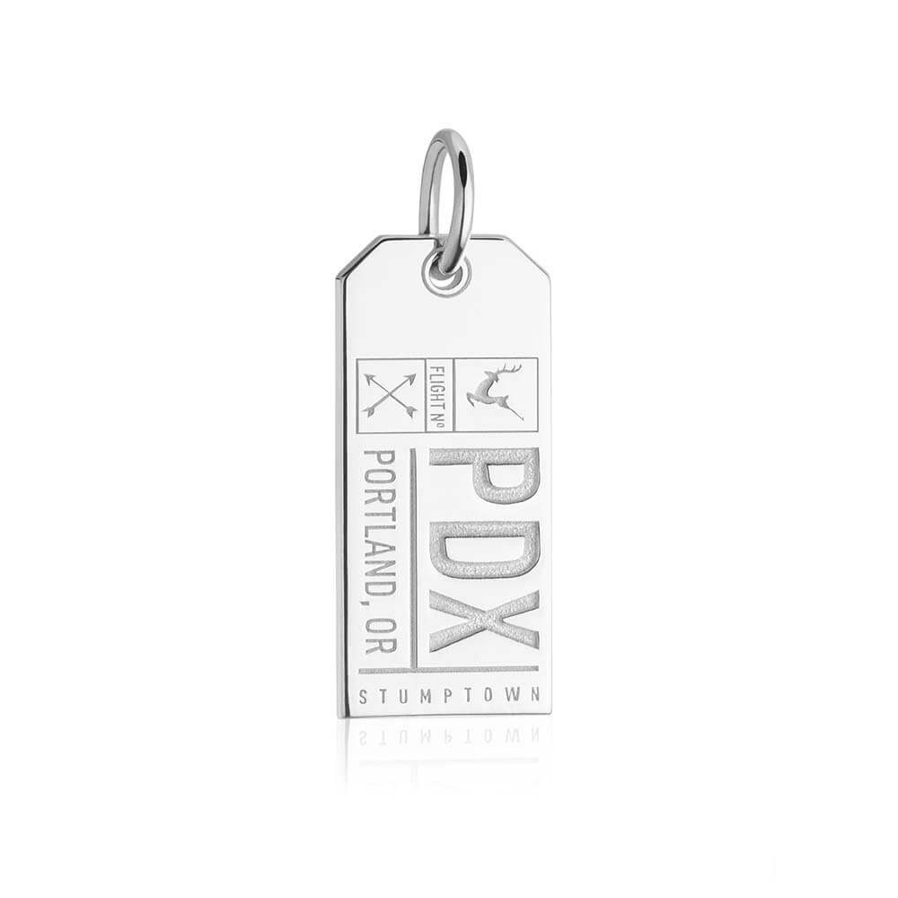 Silver USA Charm, PDX Portland, Oregon Luggage Tag - JET SET CANDY  (1720182538298)