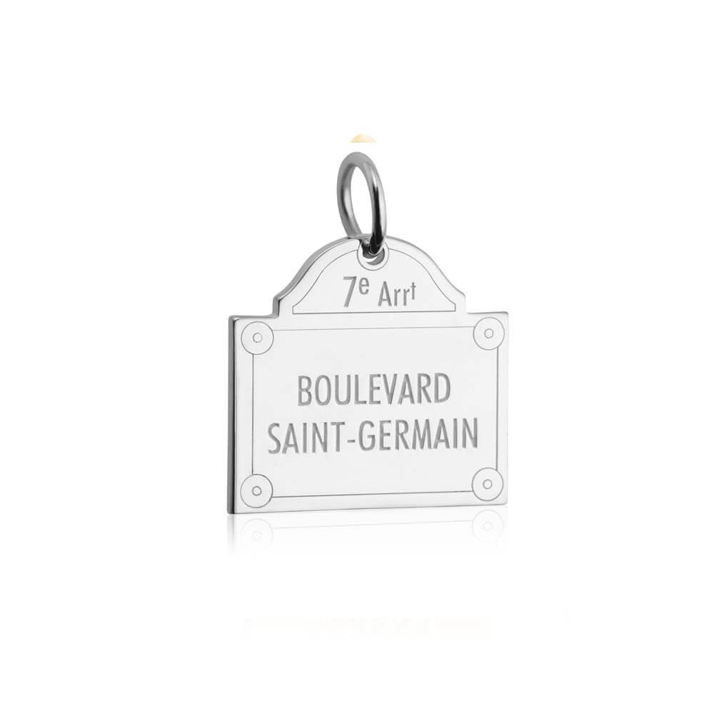 Silver Paris Charm, Boulevard Saint-Germain Sign - JET SET CANDY  (1720171397178)