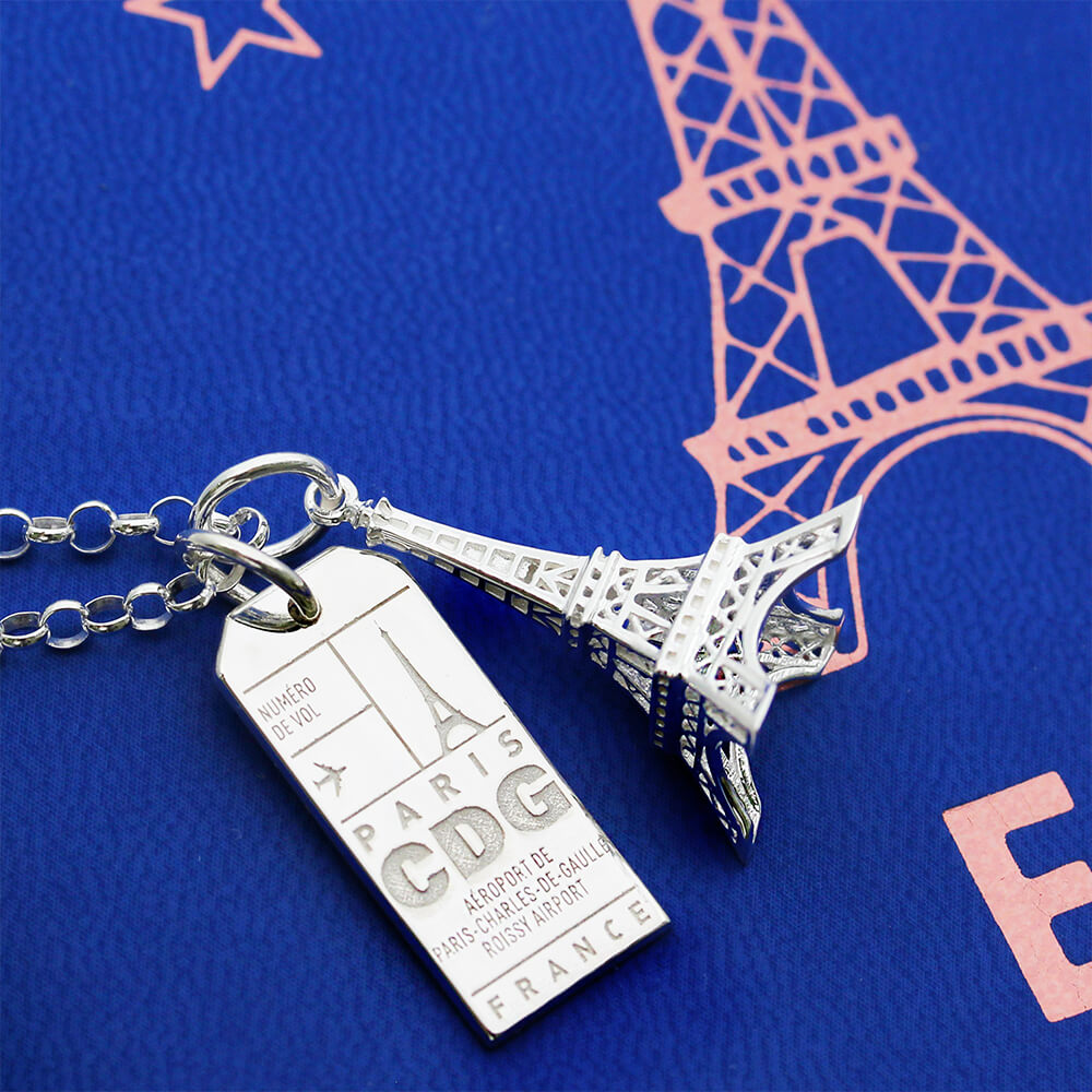 Silver France Charm, CDG Paris Luggage Tag - JET SET CANDY (7781392613624)